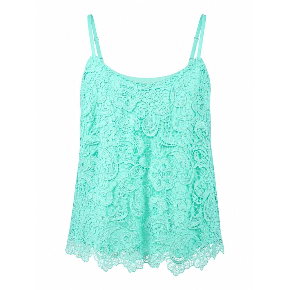 Vanity Essentials Women's 2XL Mint Lace Spaghetti Strap Tank Top